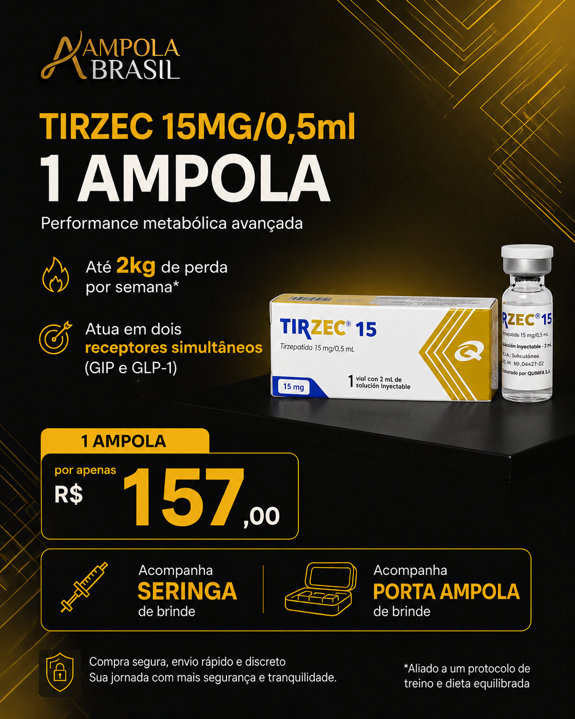 Tirzec 15MG/05ml Caixa| 01 AMPOLAS & BRINDE