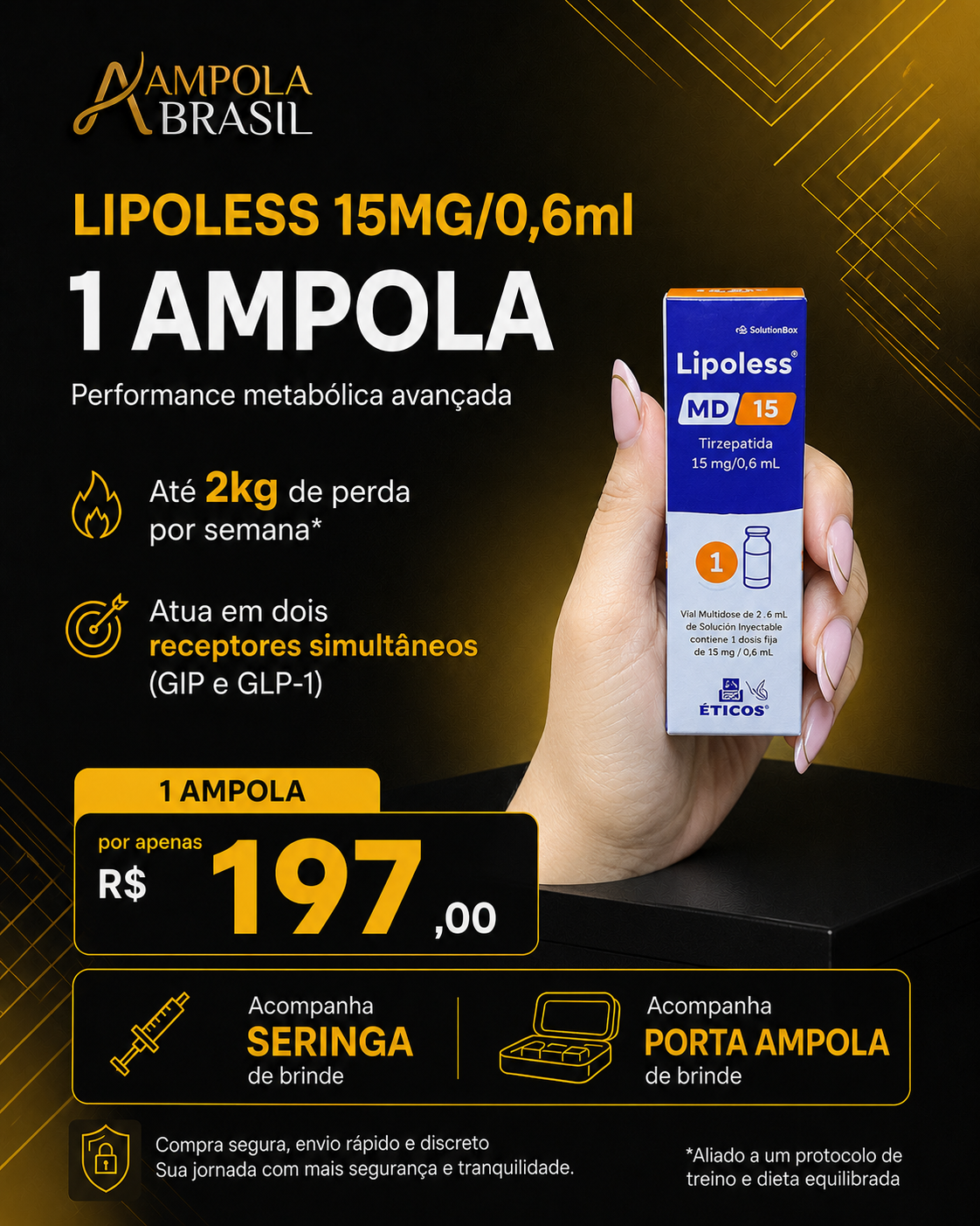 OFERTA Lipoless 15 Tirzepatida 15MG/0,6ML - 1 ampola